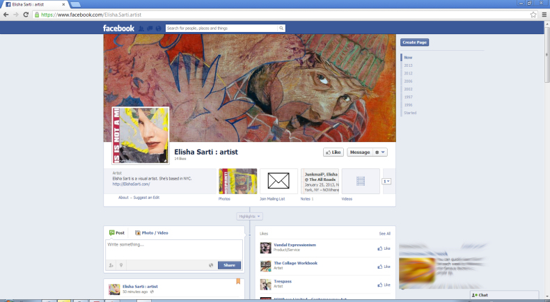 Facebook page for Elisha Sarti : artist