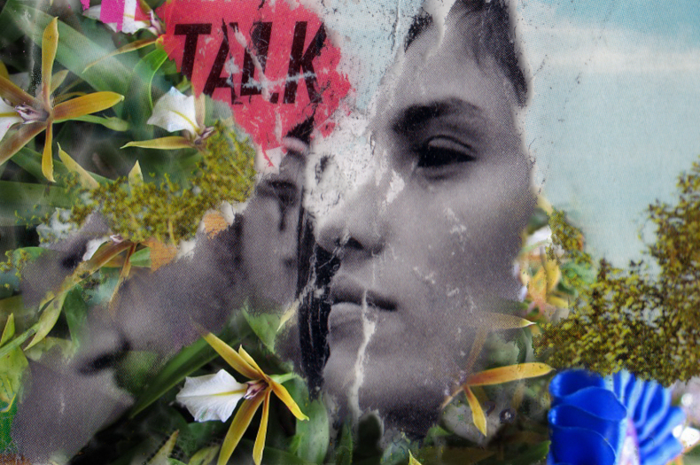 Talk - collage art by Elisha Sarti